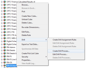 TM1 create drill process
