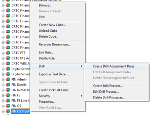 TM1 create drill rule